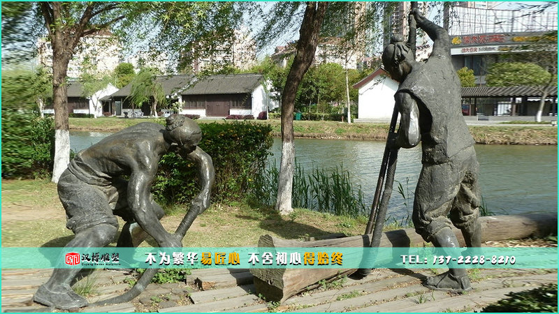 古人物銅雕,勞動景觀雕塑,步行街?jǐn)[件